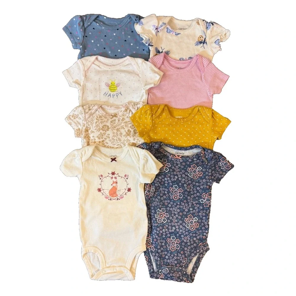 Carters Baby Girl 3 Months Shirts Bodysuits Clothes Short Sleeve Tees Bundle Lot